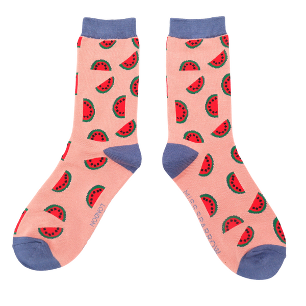 Watermelons Bamboo Socks - Dusky Pink
