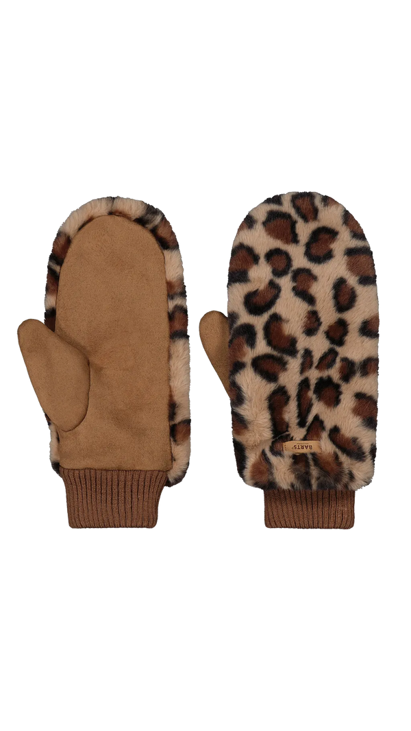 Fur Mitts - Brown Print