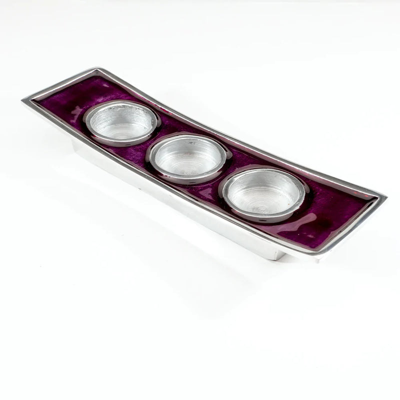 Purple Triple T-Light Holder