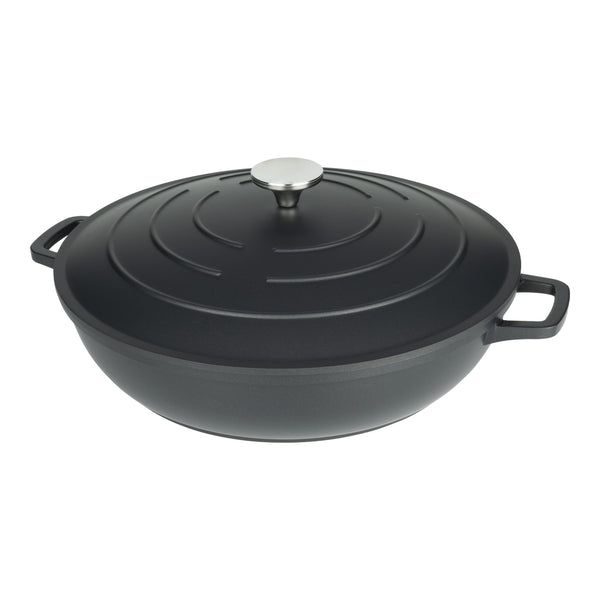 Cast Aluminium Shallow Casserole Dish 32cm 6L - Black