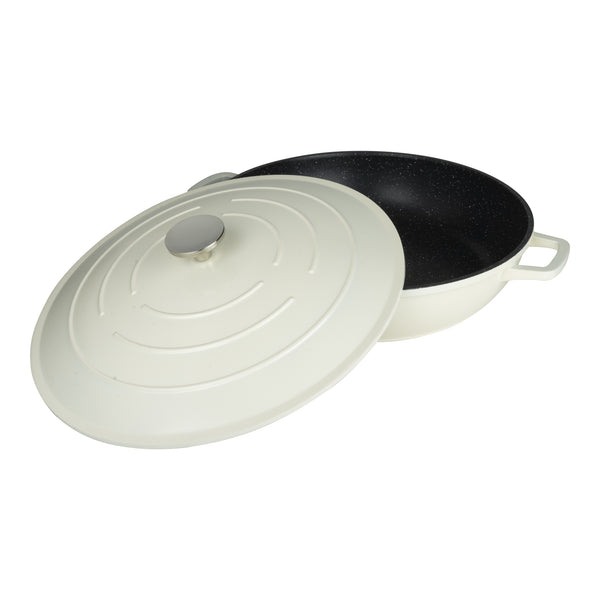 Cast Aluminium Shallow Casserole Dish 32cm 6L - Cream