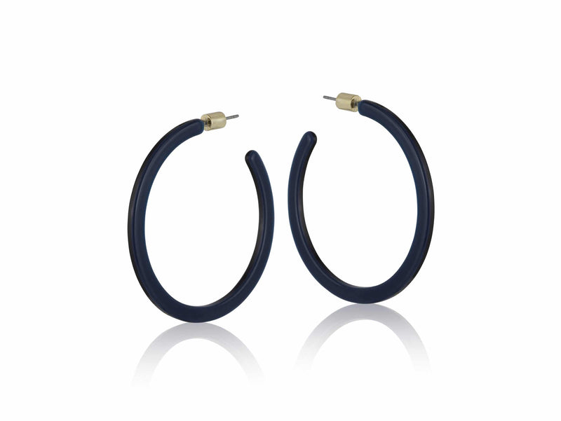 Sandra Resin Hoop Earrings - Navy
