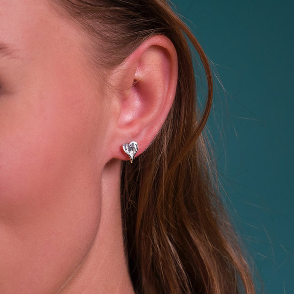 Leaf Heart Stud Earrings