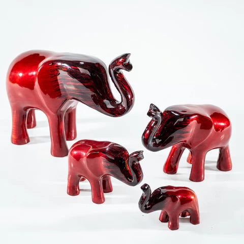 Brushed Red Elephant, Trunk Up - Small