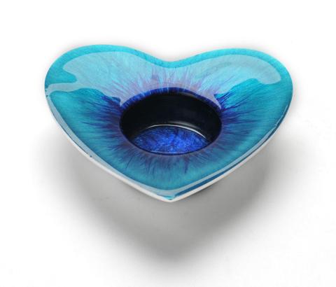 Brushed Aqua Heart T-Light Holder