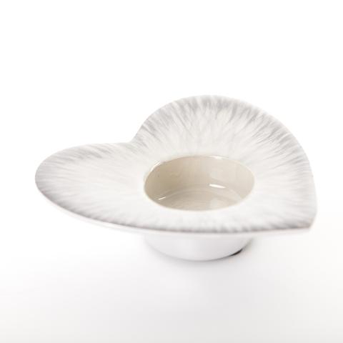 Brushed Silver Heart T-Light Holder