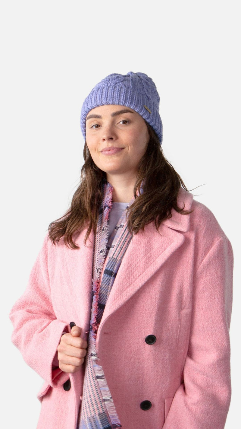 Zira Cable Knitted Beanie- Purple