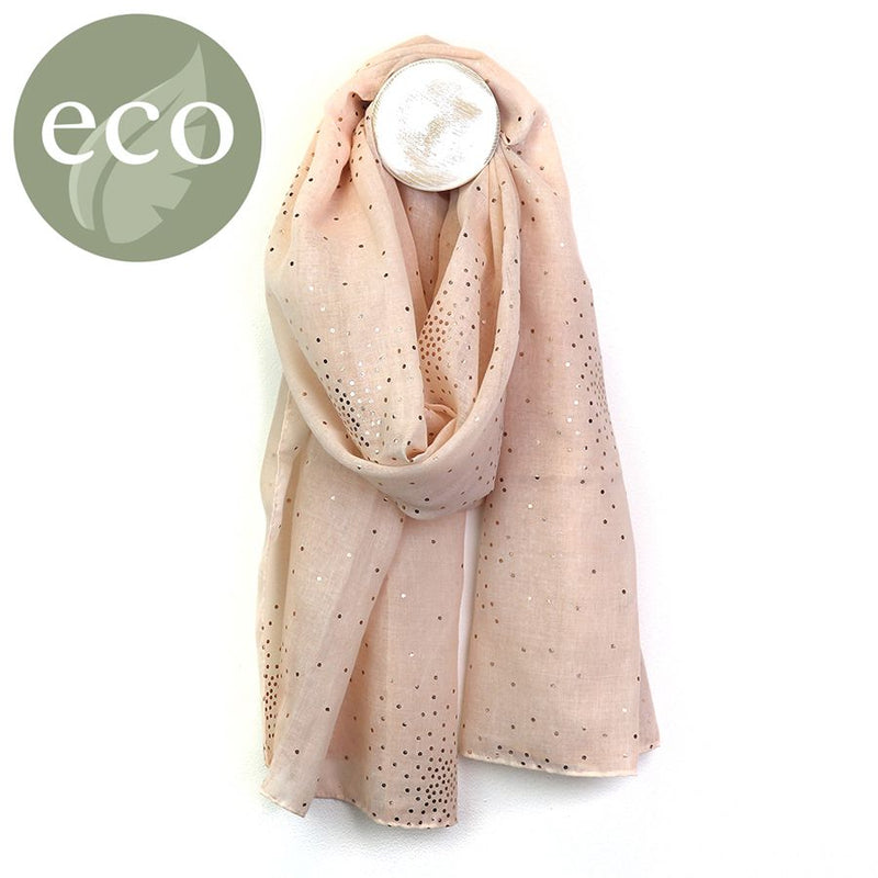 Washed Finish Blush Scarf With Foil Dotty Print