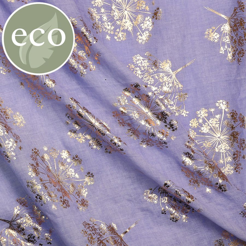 Washed Finish Lilac Scarf With Foil Cow Parsley Print