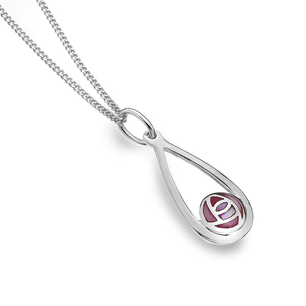 Mother of Pearl Pink Rose Teardrop Pendant