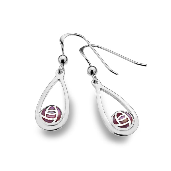 Mother Of Pearl Pink Rose Teardrop Earrings
