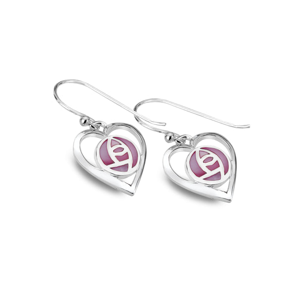 Mother of Pearl Rose Heart Earrings