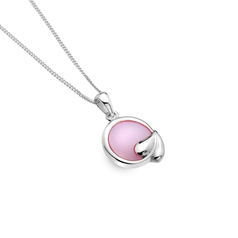 Pink Mother Of Pearl Leaf Pendant