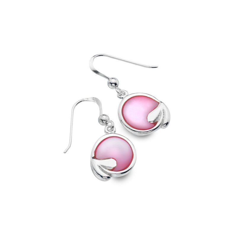 Pink Mother Of Pearl Leaf Earrings