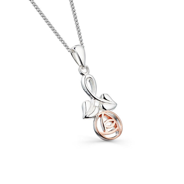 Rose Stem Pendant - Silver & Rose Gold
