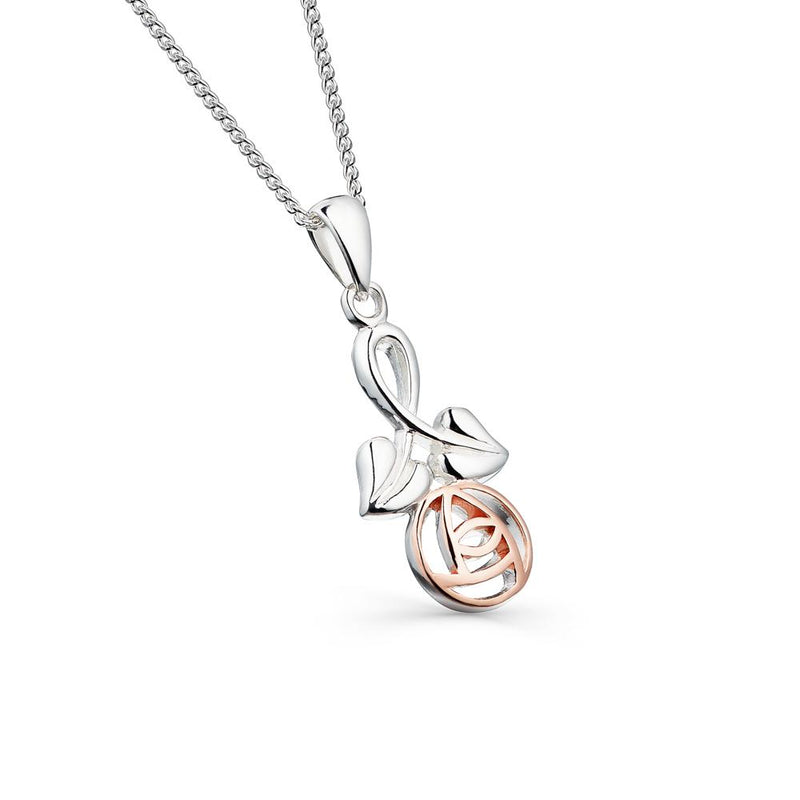 Rose Stem Pendant - Silver & Rose Gold