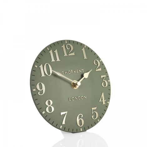 6" Arabic Mantel Clock - Lichen Green