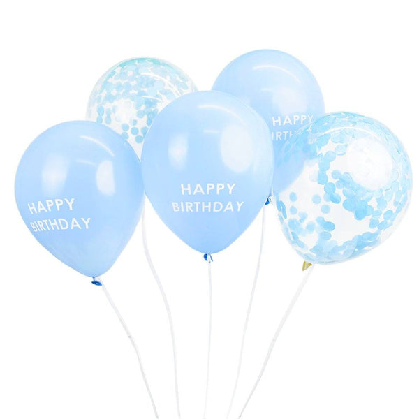 Blue Happy Birthday Confetti Balloons