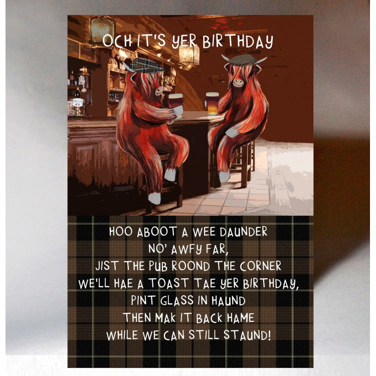 Birthday Coos Doon the Pub Card
