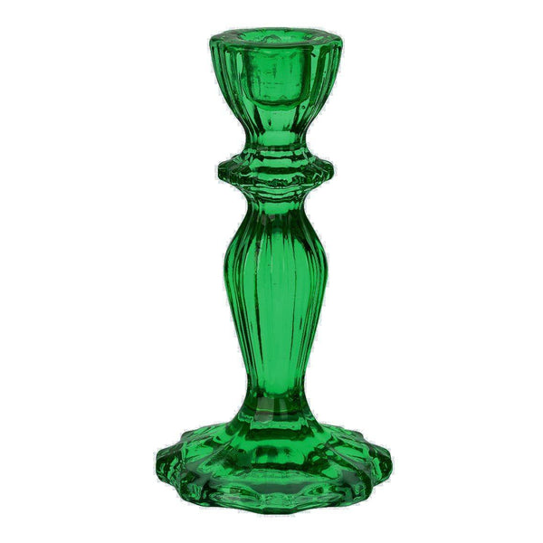 Boho Dark Green Glass Candle Holder
