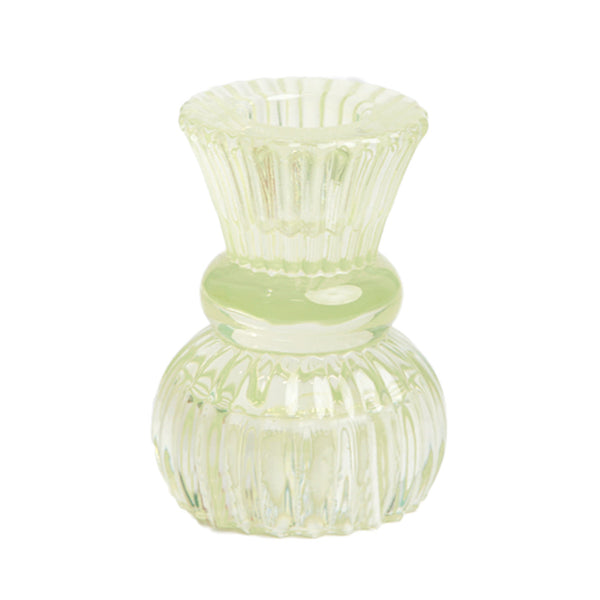 Boho Green Glass Candle Holder - Small