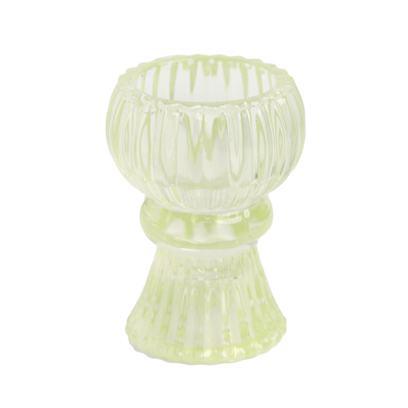Boho Green Glass Candle Holder - Small