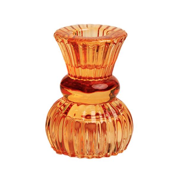 Boho Orange Glass Candle Holder - Small