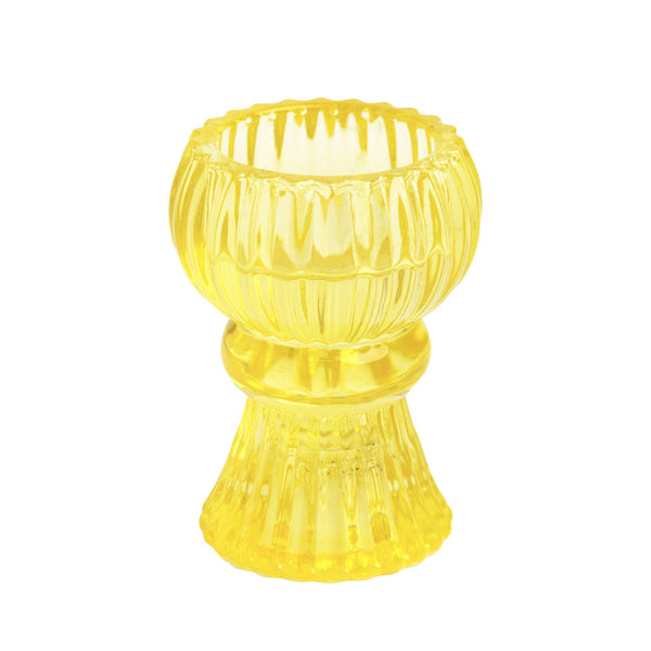 Boho Yellow Glass Candle Holder - Small