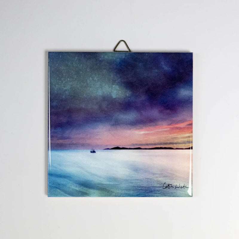 Fishing the Little Minch Ceramic Tile Gift Boxed