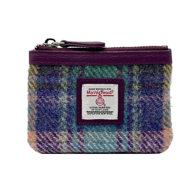 Harris Tweed Coin Purse - Green & Purple Plaid