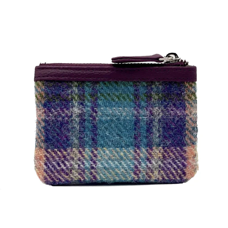 Harris Tweed Coin Purse - Green & Purple Plaid