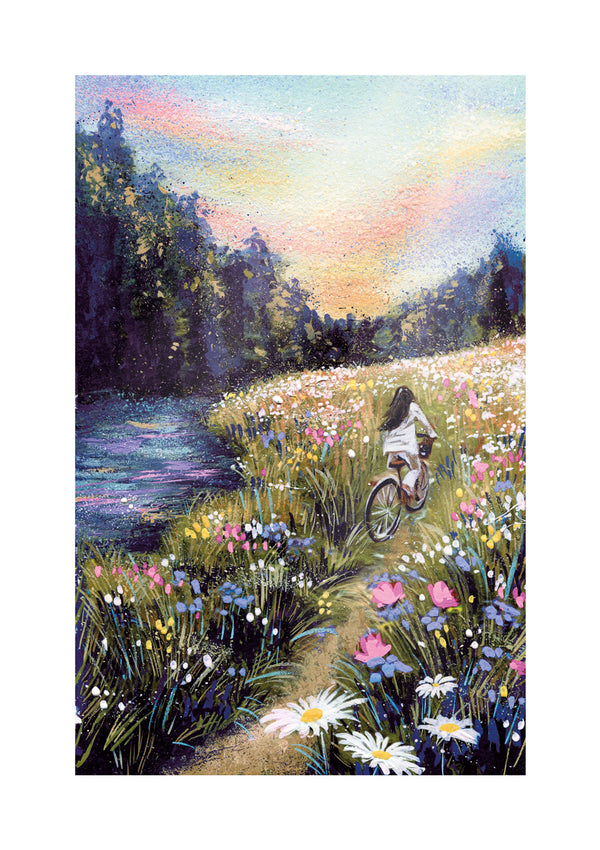 Cycling Through Flowers Card