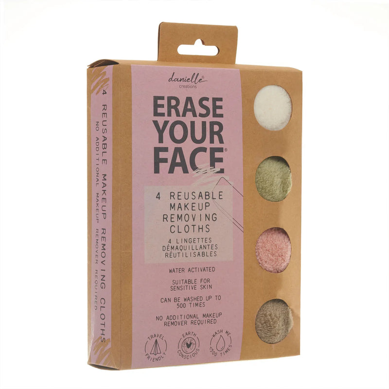 Erase Your Face Set of 4 Makeup Removing Cloths - Pastel