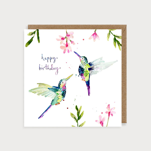 Hummingbirds Happy Birthday Card