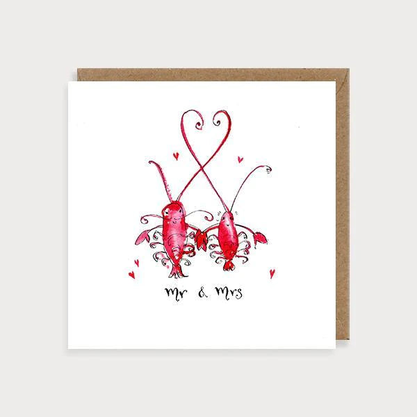 Lobsters Mr and Mrs Wedding Card