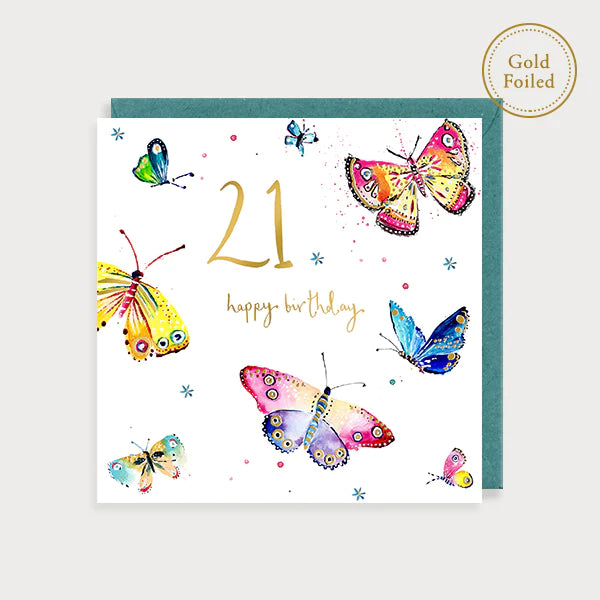 Floral Illustrated Flora 21st Birthday Luxury Foiled Card