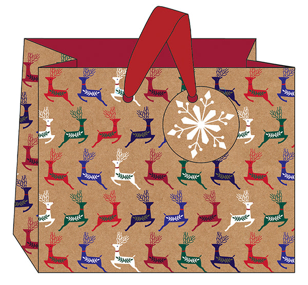 Kraft Reindeer Gift Bag- Landscape