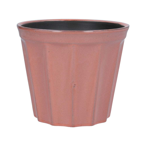 Coral Ribbed Ceramic Pot Cover - Medium