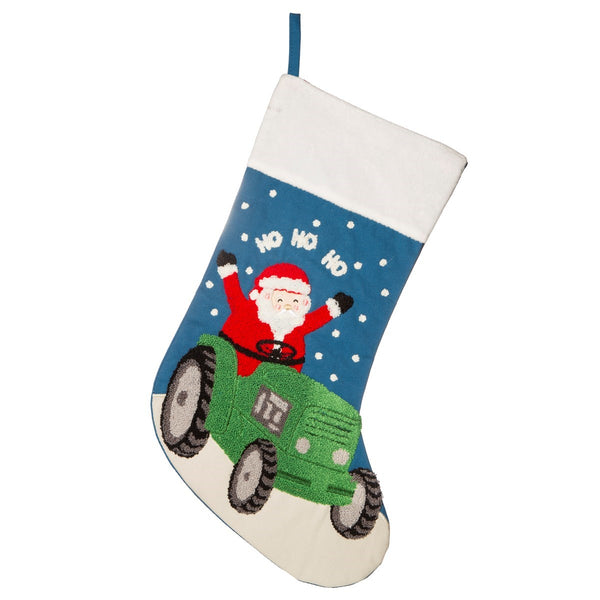 Santa In Tractor Stocking