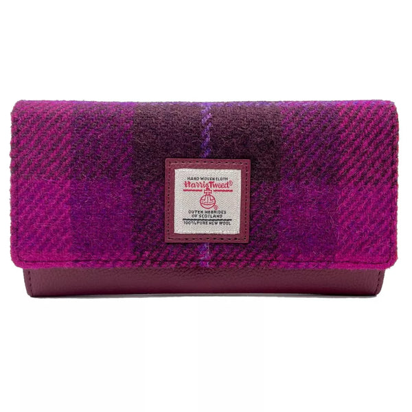 Harris Tweed Ladies Envelope Purse - Purple Check