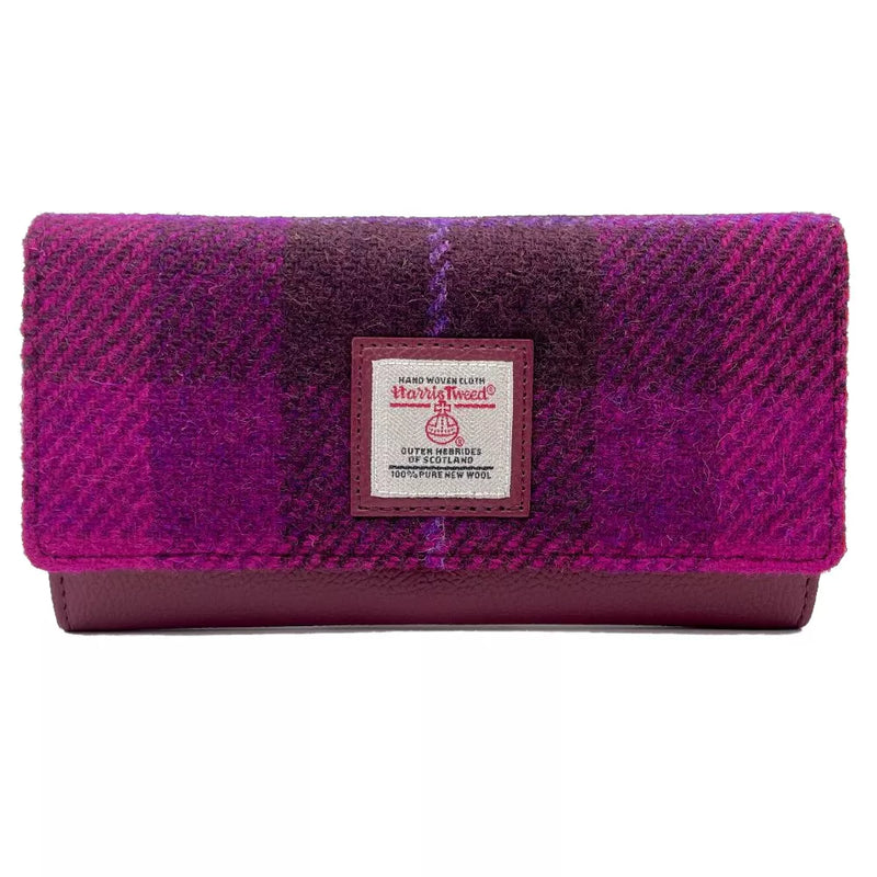 Harris Tweed Ladies Envelope Purse - Purple Check