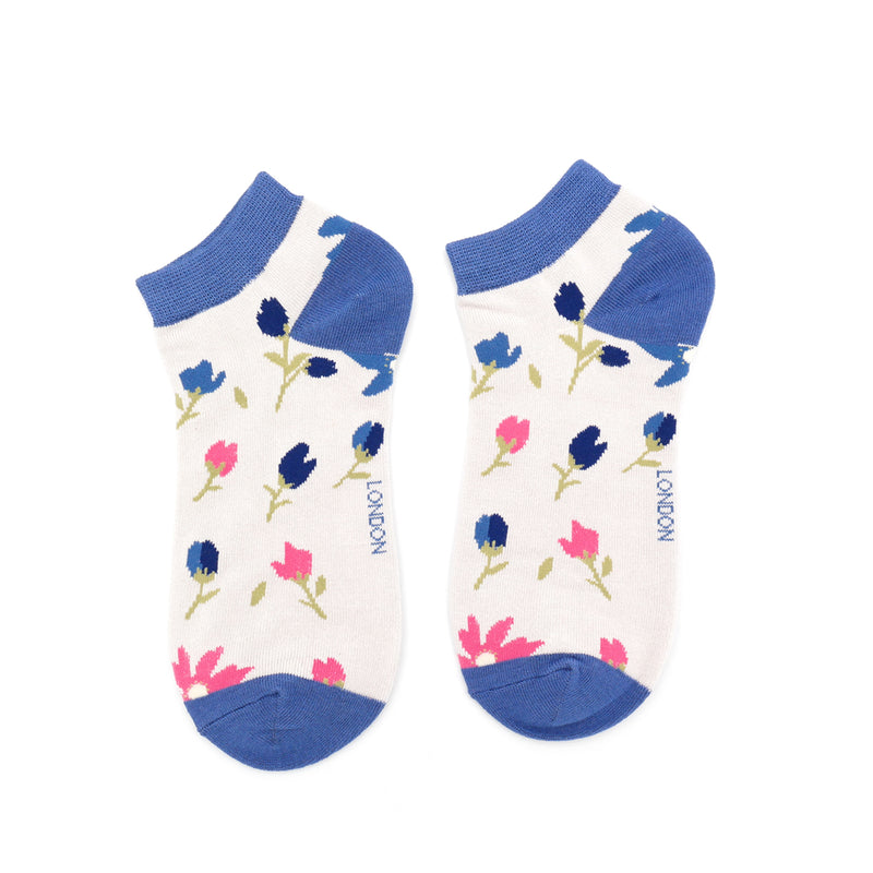 Ditsy Floral Trainer Socks - Silver