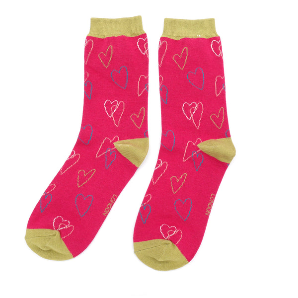 Sketch Hearts Socks - Red