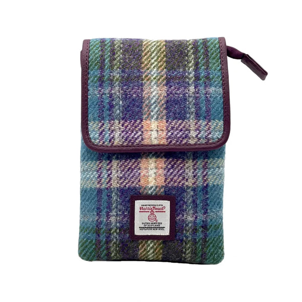 Harris Tweed Mini Crossbody Bag - Green & Purple Plaid