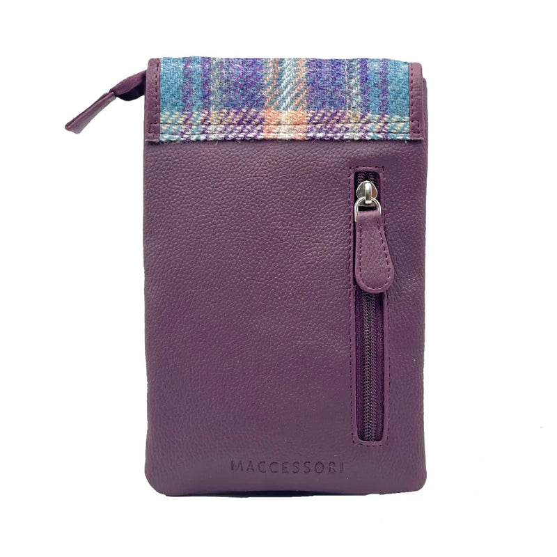 Harris Tweed Mini Crossbody Bag - Green & Purple Plaid