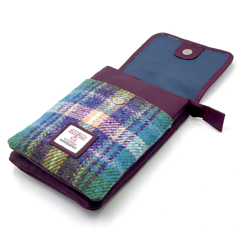 Harris Tweed Mini Crossbody Bag - Green & Purple Plaid