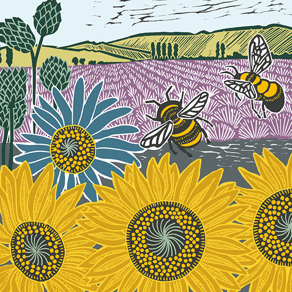Sunflowers And Bees Card