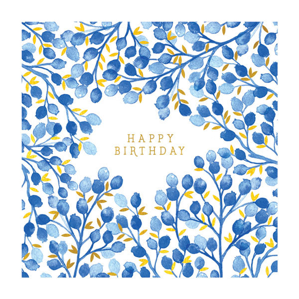 Happy Birthday - Blue Foliage