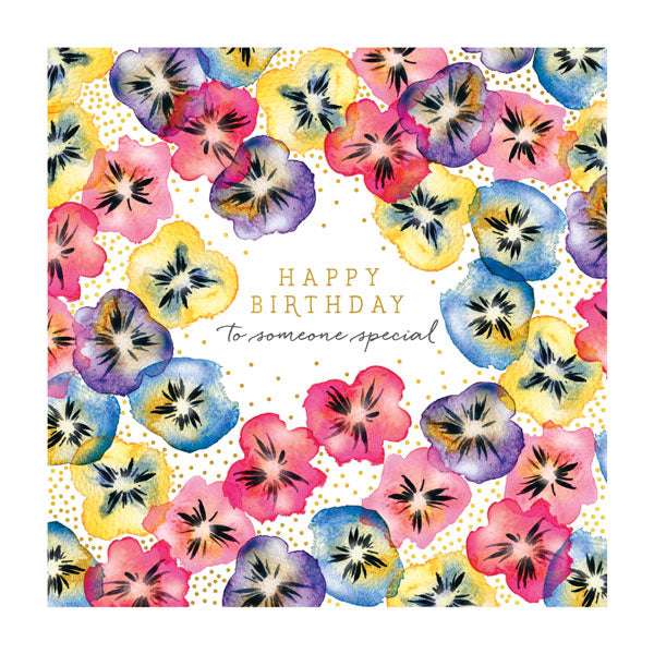 Happy Birthday Pansies Card