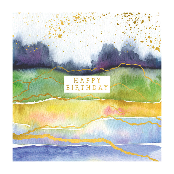 Abstract Water Sand Grass Birthday Card